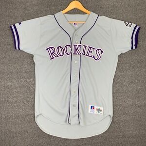 Vintage Russell Athletic Colorado Rockies Baseball Jersey Mens 44 M Gray USA 90s
